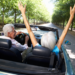 retirement planning, older couple living a dream retirement, sports car