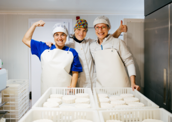 Manufacturing workers, dairy factory