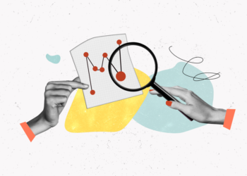 Magnifying glass on money, performance, scrutiny