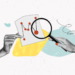 Magnifying glass on money, performance, scrutiny